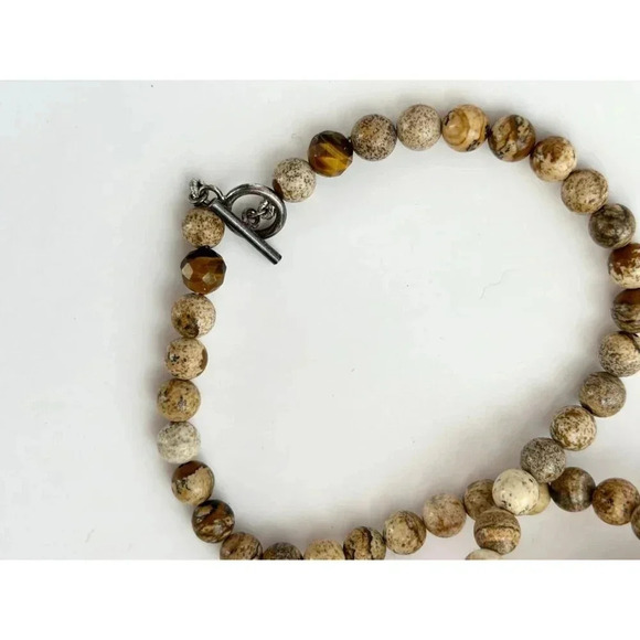 Tiger's Eye Agate Beaded Vintage Long Hand Strung Vintage Pendant Necklace - 16" - Picture 6 of 10